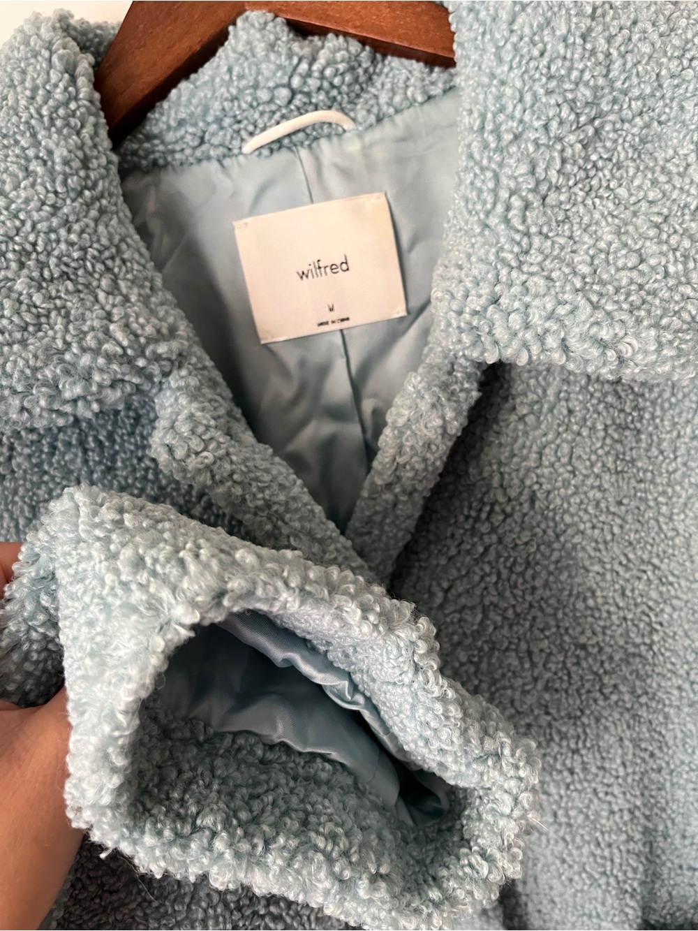 Aritzia Wilfred Light Blue Teddy Jacket - Picture 5 of 8